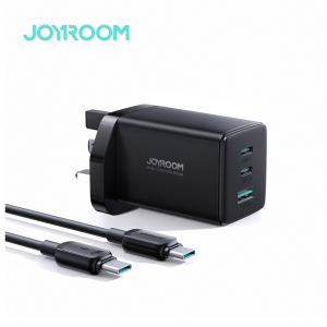JOYROOM-GaN Ultra TCG01 65W 2C1A Fast Charger-Black+100W C to C Cable 1.2m-Black (UK)