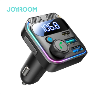 JOYROOM- JR-CCB01 48W Dual-Mic Car Charger With Wireless FM Transmitter-Black