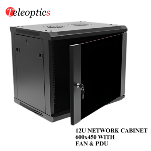 12U NETWORK CABINET Wall Mounted 600X450 Single Section WITH FAN PDU-Teleoptics