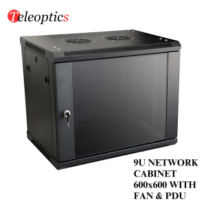 9U NETWORK CABINET Wall Mounted 600X600 Single Section WITH FAN PDU-Teleoptics