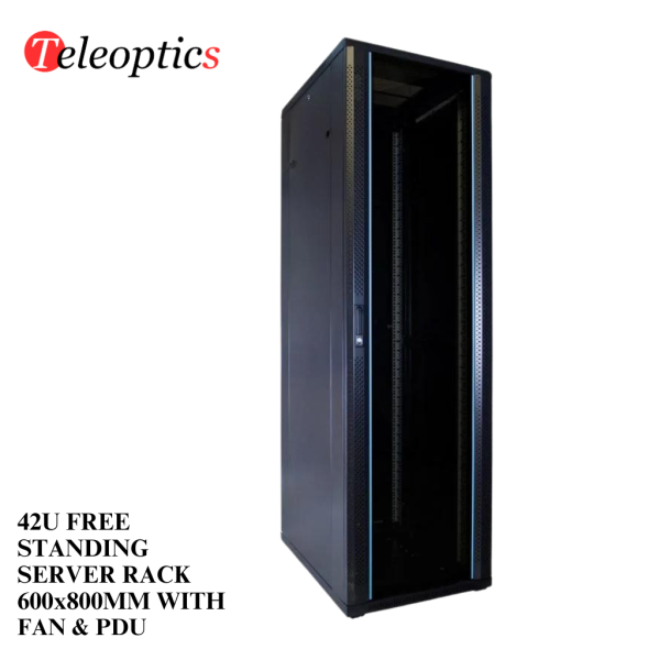 42U NETWORK CABINET FREE STANDING 600X800 WITH FAN PDU -Teleoptics