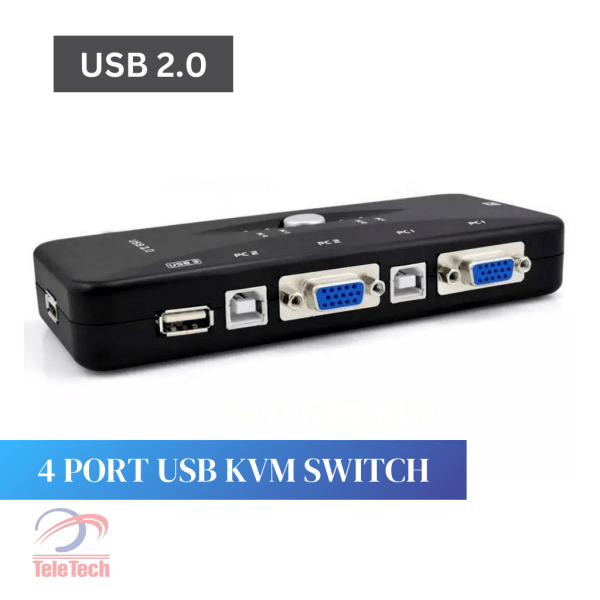 4 Port USB 2.0 KVM Switch Box Universal Adapter